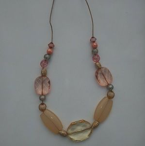 Earth tone stone and pearls necklace